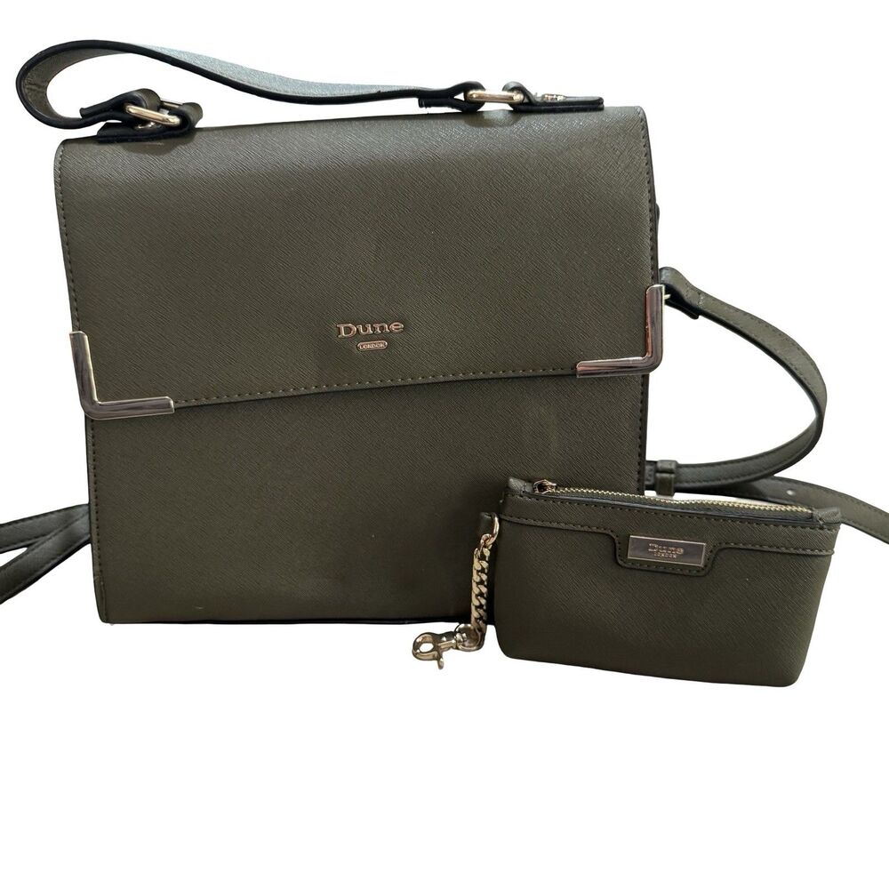 Dune Green Satchel Top Handle And Strap Magnetic Closure Adjustable And Pouch